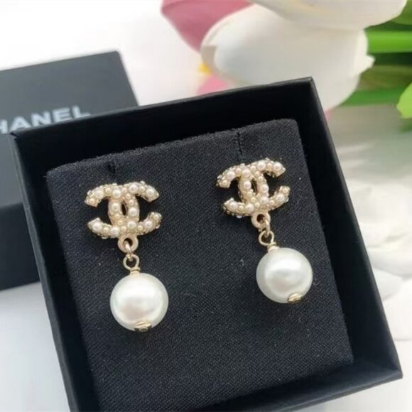 Chanel Pearl Drop Earrings - Picture 1 of 6